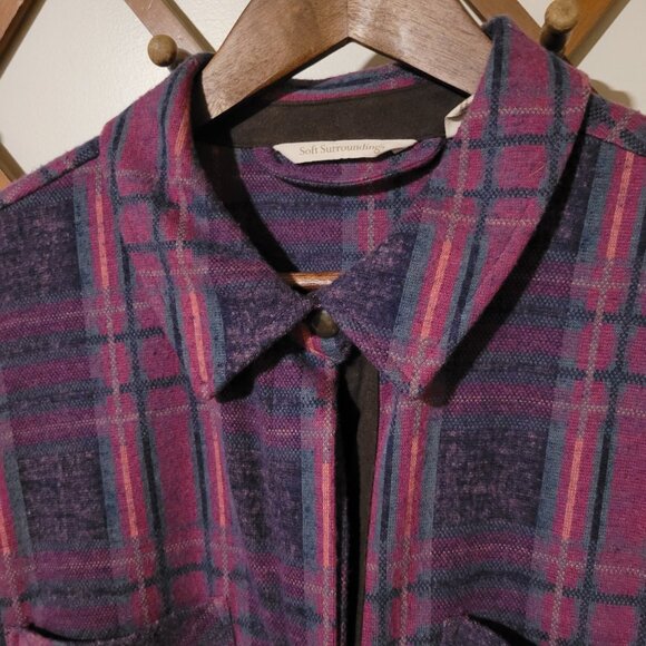 Soft Surroundings Flannel Snap Front Shirt Dress SZ XL - Picture 2 of 5